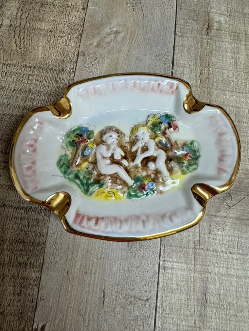 Vintage Capodimonte Porcelain Ashtray from Italy